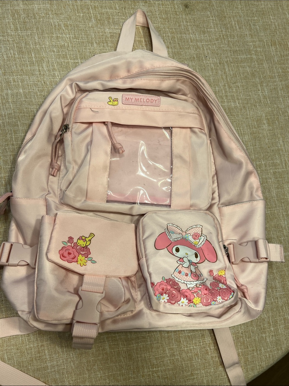 My Melody Pink Floral Multi Pocket Backpack